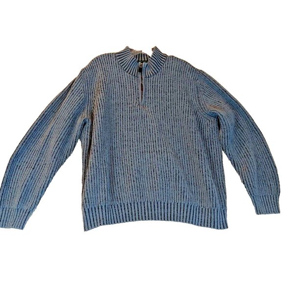 G.H.Bass Knit Pullover Sweater Mans 2XL Blue Heavyweight Long Sleeve Made in USA - Picture 3 of 4